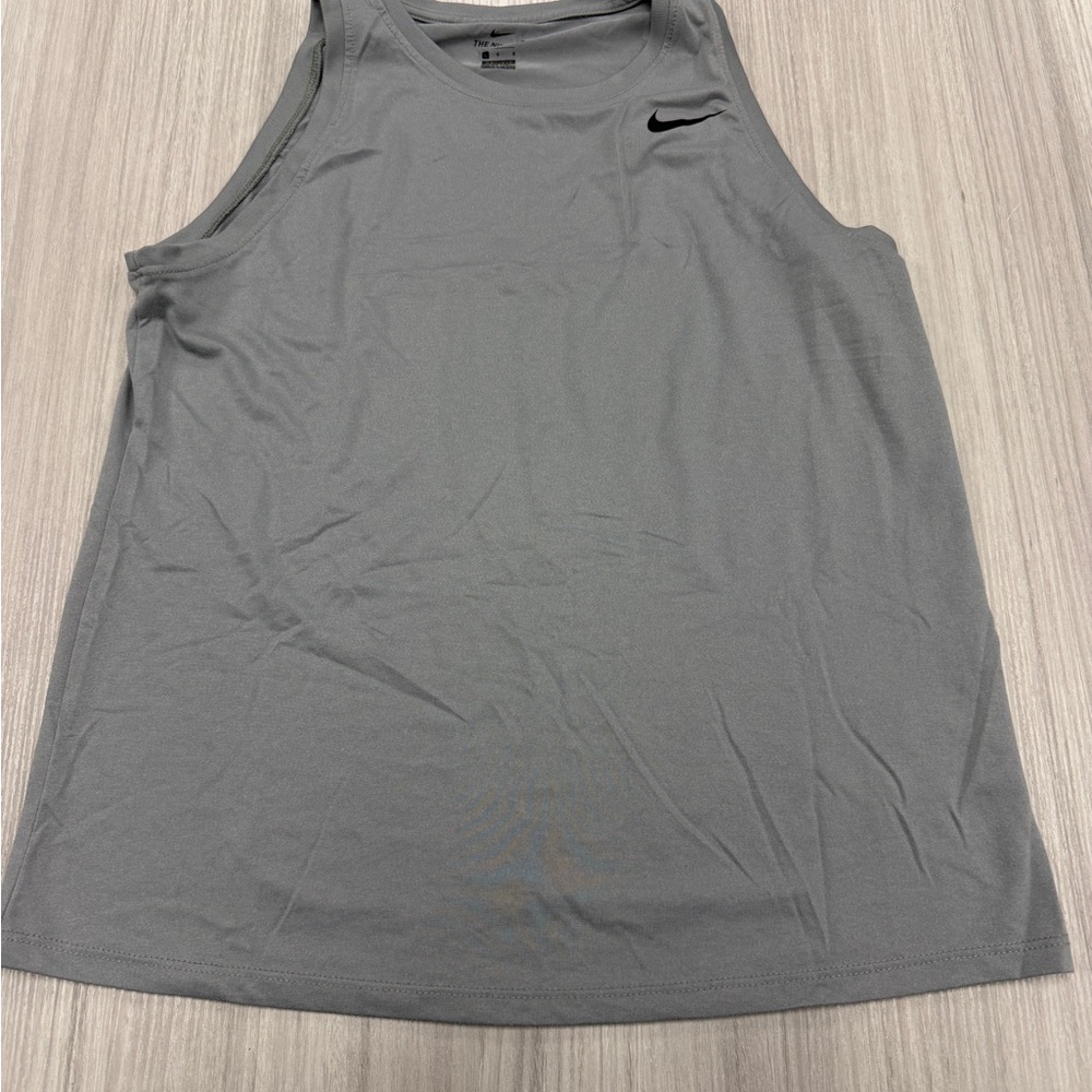 Nike Grey Athletic Tank Top with Black Swoosh Dri Fit